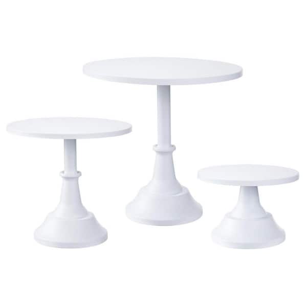 1 Tier White Metal Cake Stand Set (8/10/12 inch Plate) 6-10 Inch for Party, Wedding, Birthday, Baby Shower, Anniversary