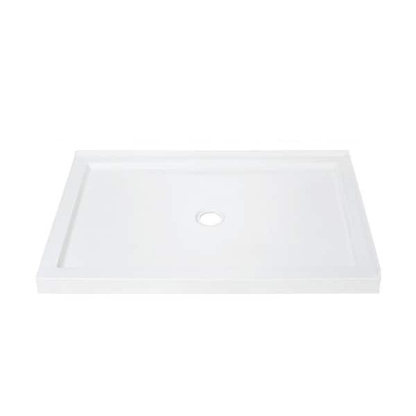 60 in. L x 32 in. W x 3 1/2 in. H Alcove Single Threshold Flat Surface Shower Pan Base with Center Drain in White