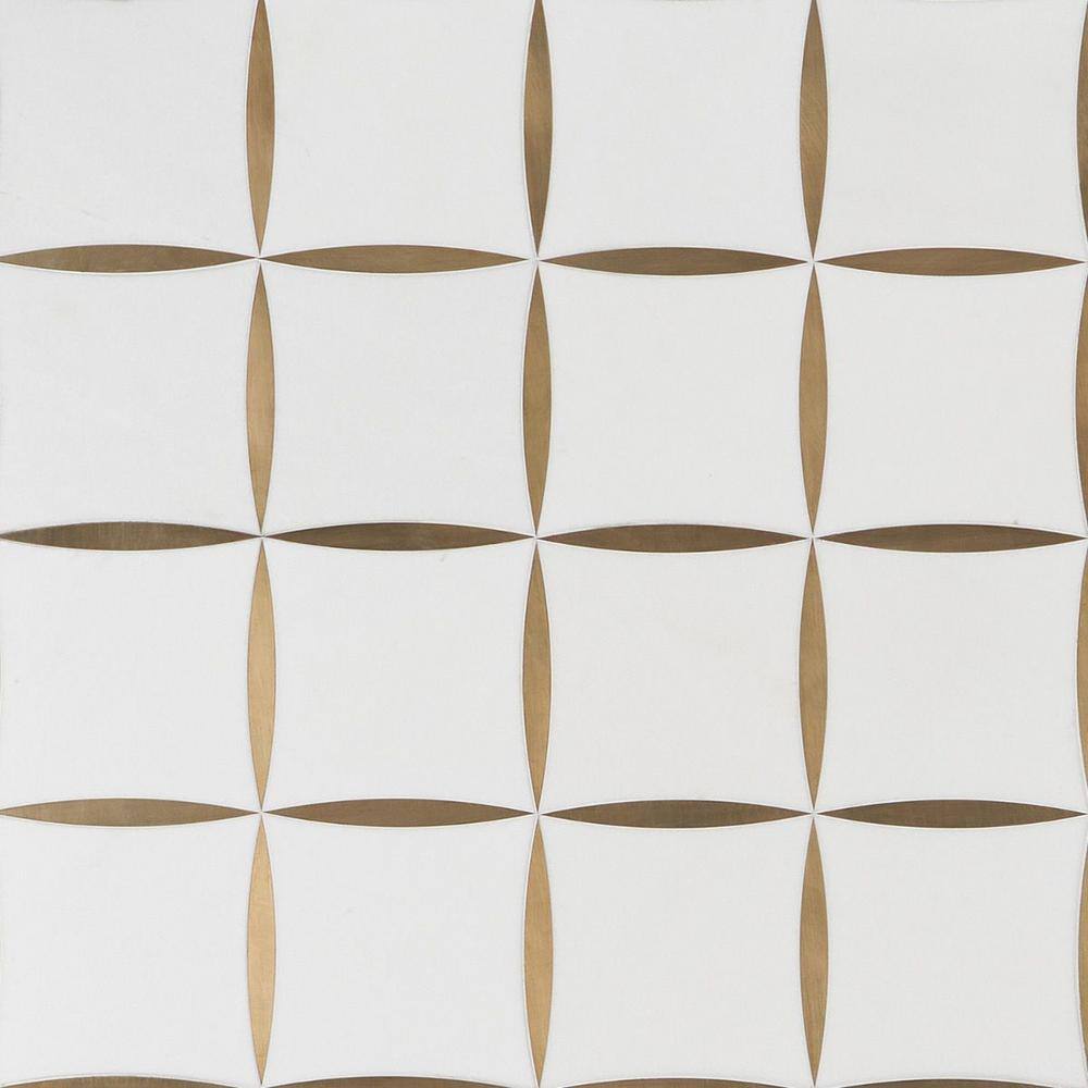 Verity 12" x 12" Polished White and Gold Marble Mosaic Tile