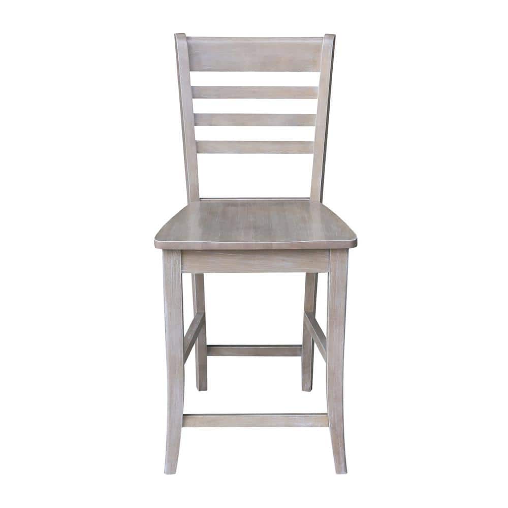 Cosmo Vintage Washed Grey Solid Hardwood 24" Counter Stool