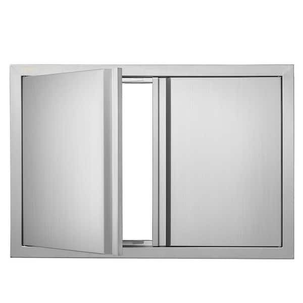 VEVOR Double Outdoor Kitchen Door 28 in. W x 19 in. H BBQ Access Door Stainless Steel Flush Mount Door with Recessed Handles