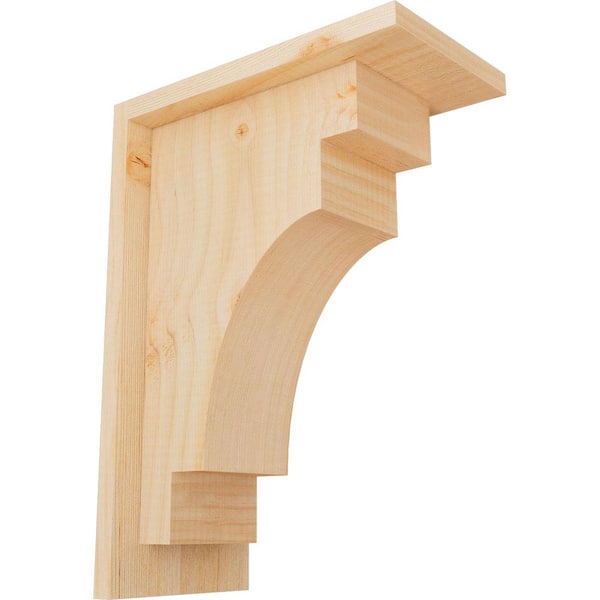 Ekena Millwork 5-1/2 in. x 10 in. x 14 in. Douglas Fir Mediterranean Smooth Corbel with Backplate