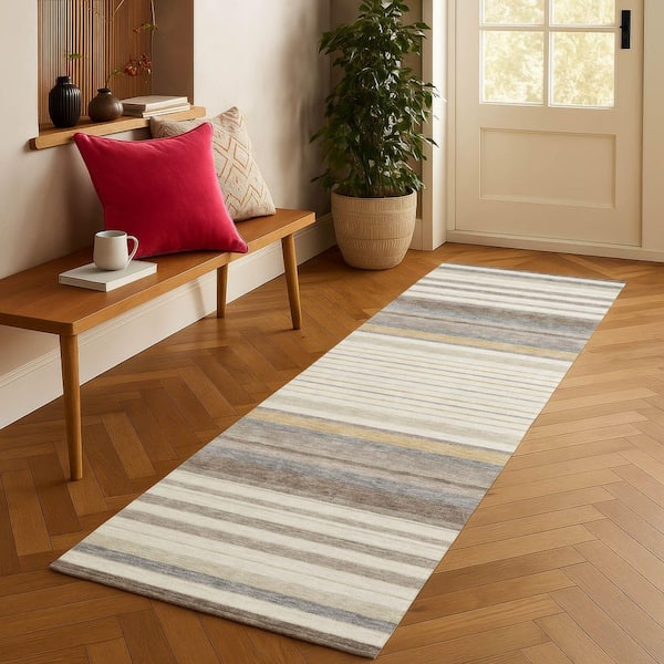 Chantille Machine Washable Indoor/Outdoor Abstract ACN2330 Ivory 2 ft. 3 in. x 7 ft. 6 in. Runner Rug