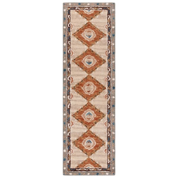 Aspen 2 ft. x 8 ft. Brown/Blue Geometric Runner Rug