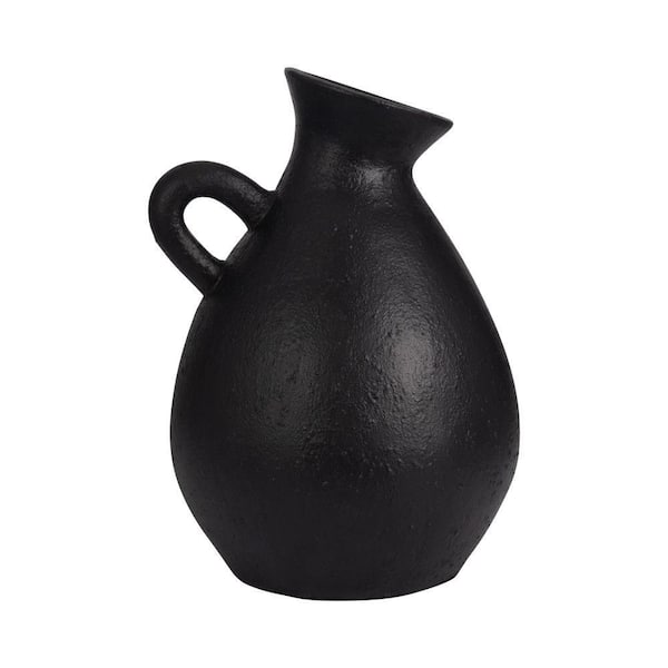 19 in. Black Terra Cotta Pitcher Decorative Vase
