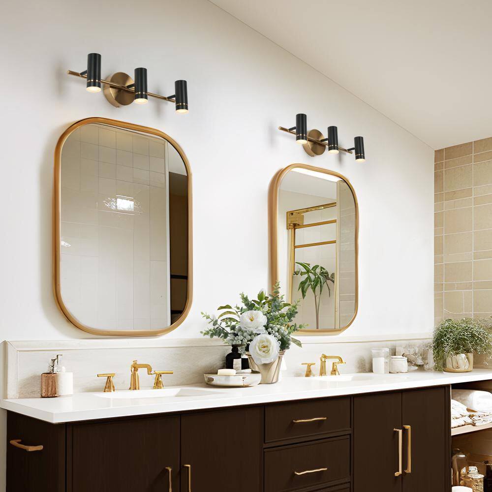 24 in. 3-Light Classic Black LED Wall Sconce, 16W Brass Gold Vanity Light with Metal Shade for Entryway, Foyer price history on PriceWatchPro