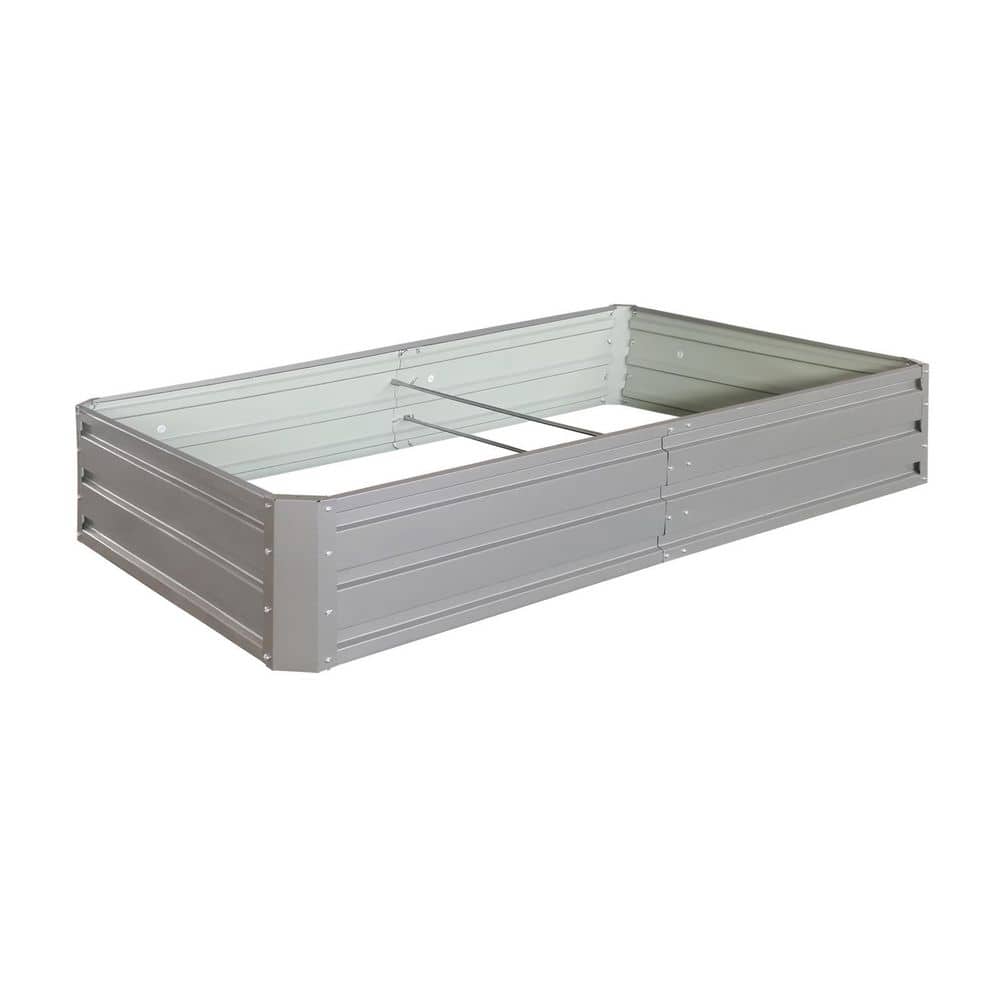 6 x 3 x 1 ft. Gray Rust-Proof Metal Rectangular Outdoor Garden Bed Planter 