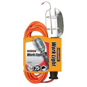 75-Watt 25 ft. 18/3 SJTW Incandescent Portable Medium-Duty Guarded Trouble Work Light with Dual Hanging Hooks