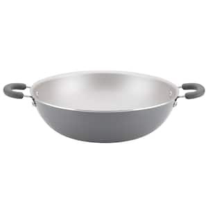 14.25 in. Gray Create Delicious Wok Aluminum Nonstick Shimmer