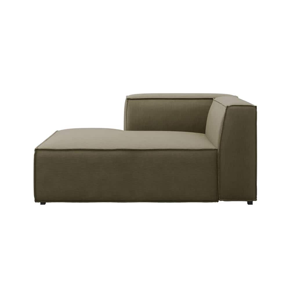 Olive Green Dockson Polyester Corduroy Left Side Facing Chaise Lounge
