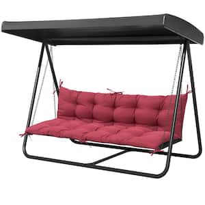 61 in. x 19.7 in. Rectangular Outdoor Bench/Swing Cushion with Backrest in Red