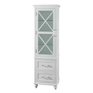 Blue Ridge 18 in. W x 14 in. D x 60 in. H Freestanding Linen Cabinet with 2 Drawers in White