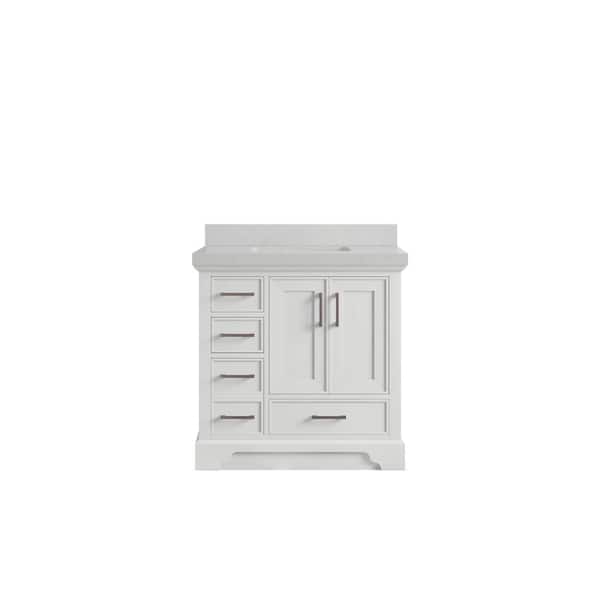Willow Collections Charlotte 36 in. Single Sink Freestanding White Bath Vanity with Carrara Qt. Top Unassembled