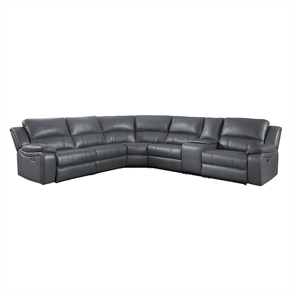 Clayton 135.5 in. Straight Arm 6-piece Faux Leather Modular Power Reclining