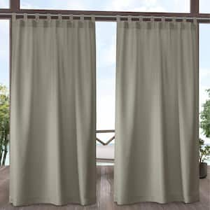 Cabana Taupe Solid Light Filtering Hook-and-Loop Tab Indoor/Outdoor Curtain, 54 in. W x 108 in. L (Set of 2)