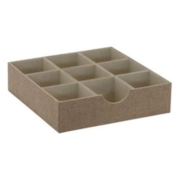 HOUSEHOLD ESSENTIALS 12 in. x 3 in. Square 9 Section Hardsided Tray in Latte