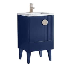 Venezian 20 in. W x 18.11 in. D x 33 in. H Bathroom Vanity Side Cabinet in Navy Blue with White Ceramic Top