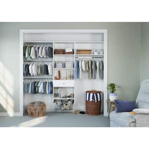 48 in. W - 96 in. W White Kids Convertible Wood Closet System