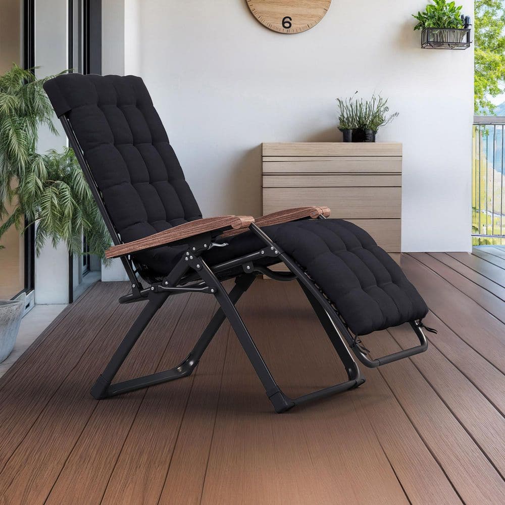 Standard Zero Gravity 1 Piece Metal Outdoor Chaise Lounge Folding Recliner with Removable Black Cushion price history on PriceWatchPro