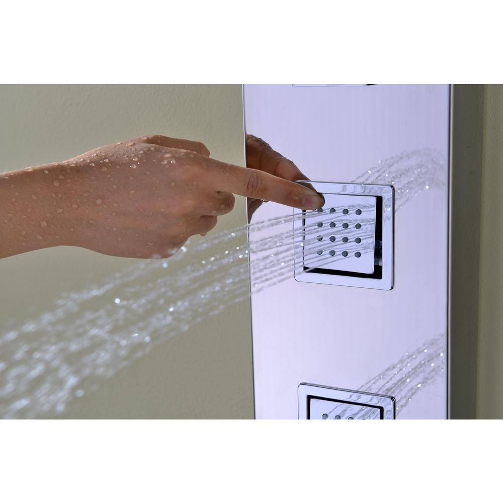Polished Chrome Stainless Steel 59" Shower Panel with Jets and Handheld Wand