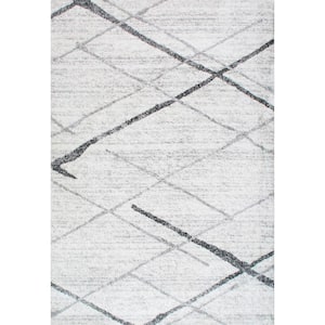 Thigpen Contemporary Stripes Gray 12 ft. x 15 ft. Area Rug