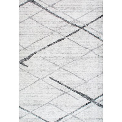Thigpen Contemporary Stripes Gray 8 ft. x 10 ft. Area Rug