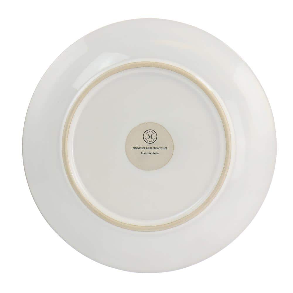 8.25" Off-White and Blue Ceramic Salad Plates, Set of 6