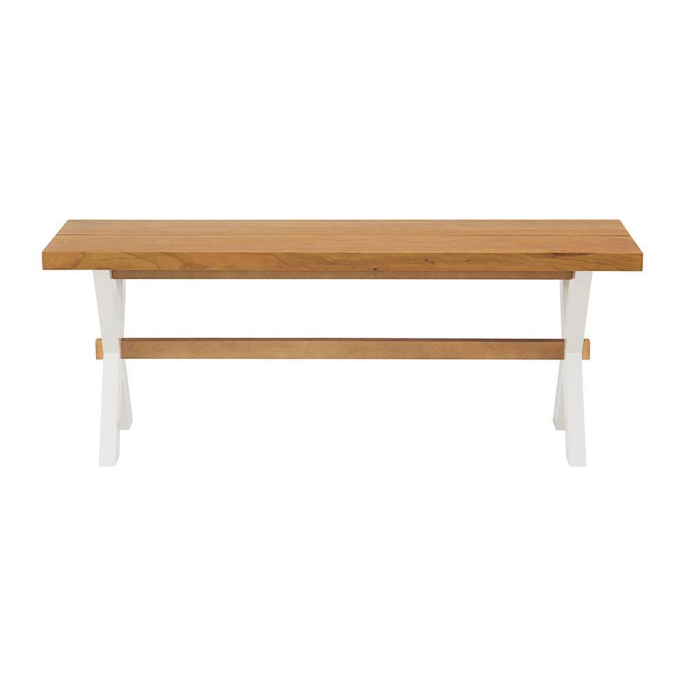 Chelsea 48" Warm Cherry and White Dining Bench with X-Leg Base