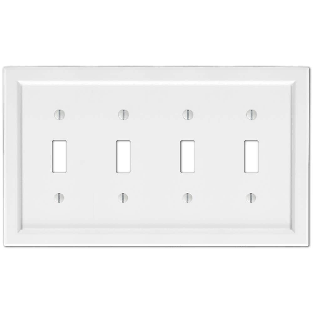 White Wood Quad Toggle Wall Plate