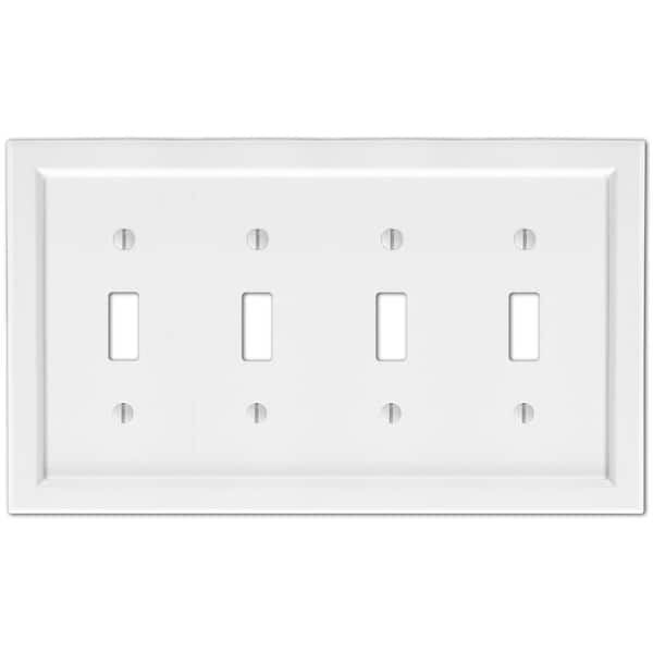 AMERELLE Woodmore 4 Gang Toggle Wood Wall Plate - White