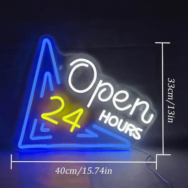 Afoxsos Open 24 Hours LED Neon Sign Wall Art Acrylic Tube Light
