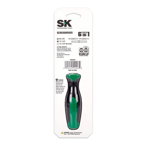 SK SK02000 6-in-1 Phillips, Slotted, and Nut Drive Screwdriver