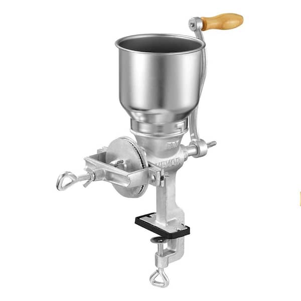 Manual Grain Mill with High Hopper, Hand-Crank Corn Grinder, Cast Iron Wheat Grinding Mill with Stable Table Clamp