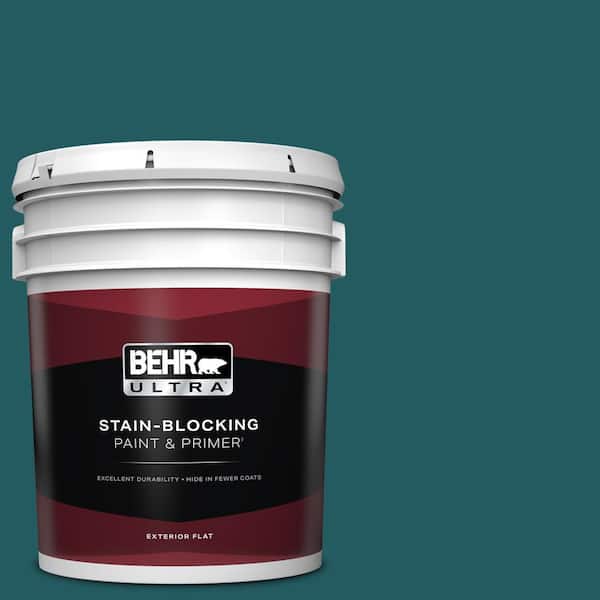BEHR ULTRA 5 Gal. #S450-7A Out to Sea Flat Exterior Paint and Primer