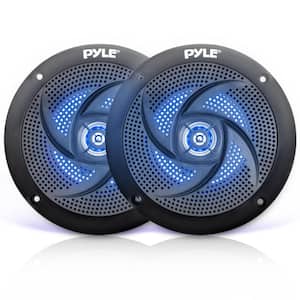 Waterproof Rated Marine Speakers, Low-Profile Slim Style Speaker Pair with Built-in LED Lights, 5.25-in. (180-Watt)