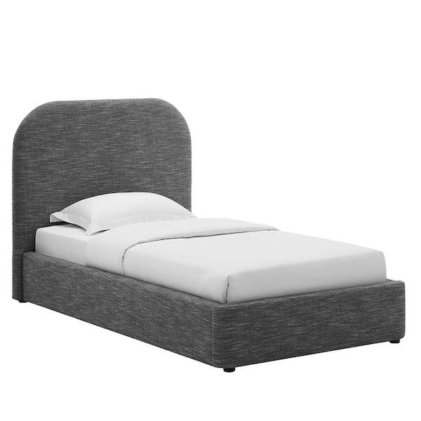 Keynote Gray Frame Twin Platform Bed With Upholstered Fabric