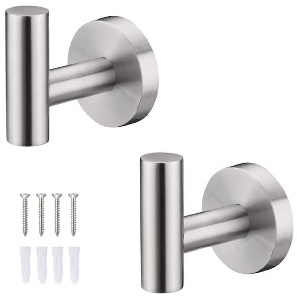 JimsMaison 2-Piece Wall Mounted J-Hook Robe/Towel Hook in Brushed Nickel
