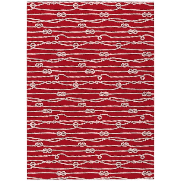 Addison Rugs Harpswell Red 10 ft. x 14 ft. Geometric Indoor/Outdoor Area Rug