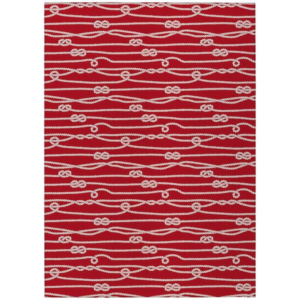 Addison Rugs Harpswell Red 5 ft. x 7 ft. 6 in. Geometric Indoor/Outdoor Area Rug