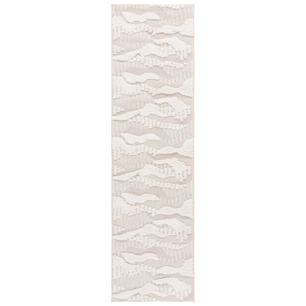 Wavy Long Rug SAFAVIEH Trends 2 ft. x 8 ft. Beige/Ivory High-Low Wavy Abstract Runner ...