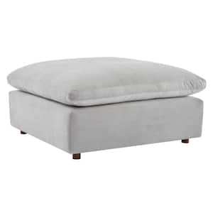 Commix Light Gray Down Filled Overstuffed Performance Velvet Ottoman