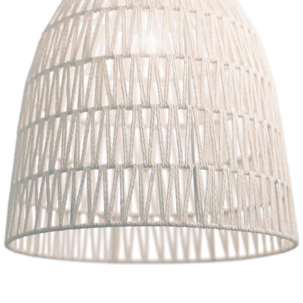 16" Imara Farmhouse Bowl Pendant Light with White Hemp Shade