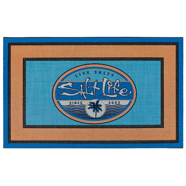 Mohawk Home Salt Life Wavy Days Frame Multi 18 in. x 30 in. Recycled Rubber Indoor/Outdoor Door Mat