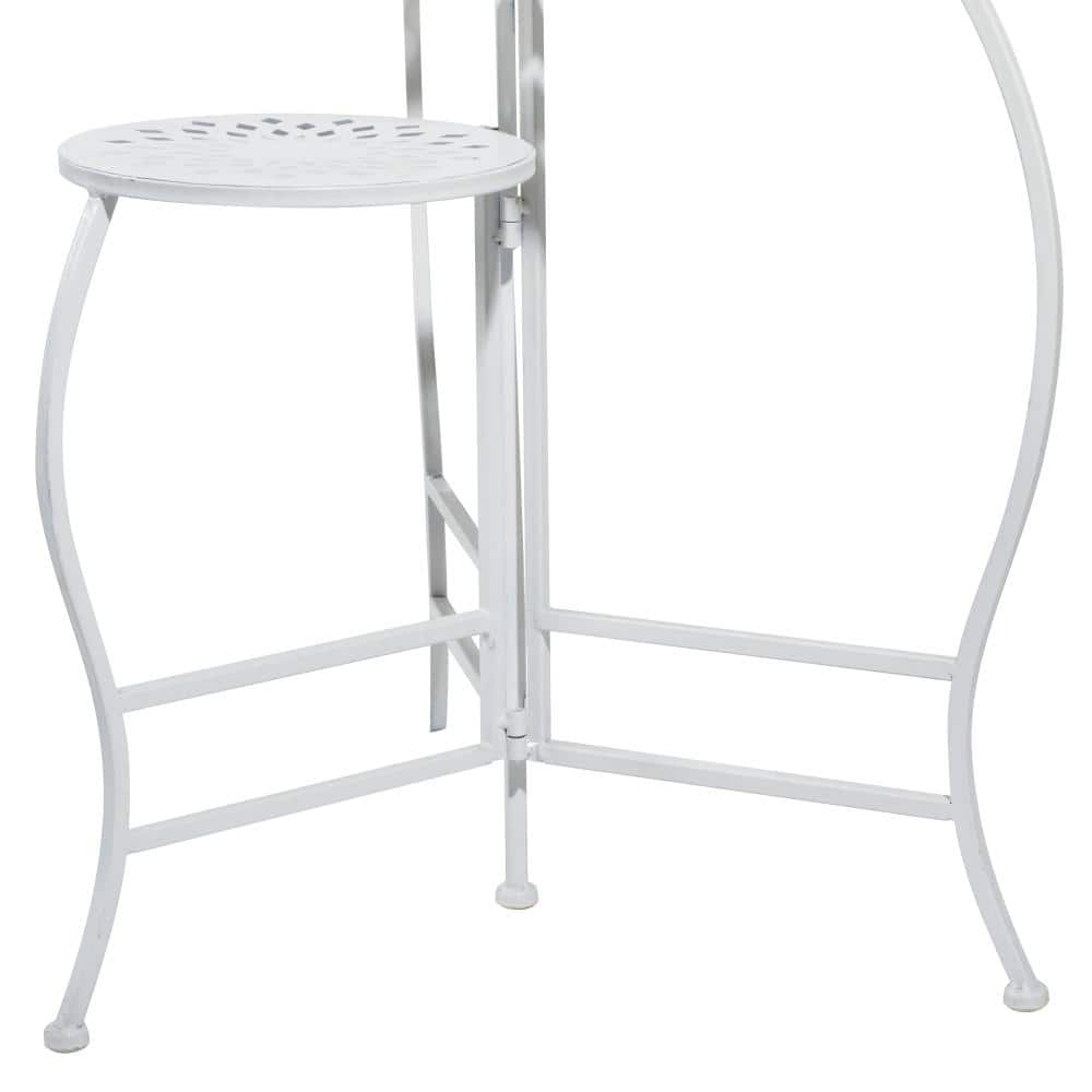 24" White Metal 3-Tier Folding Plant Stand