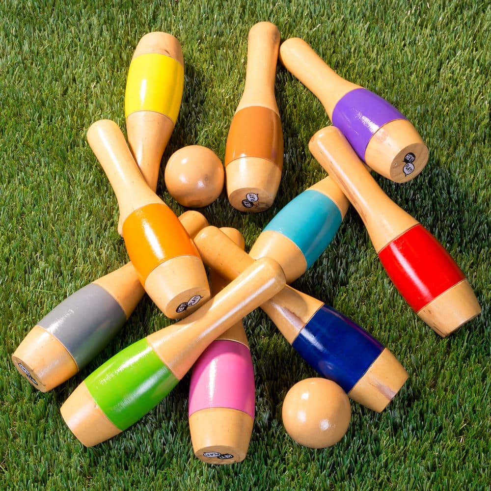 Colorful 9.5 Inch Wooden Lawn Bowling Game Set