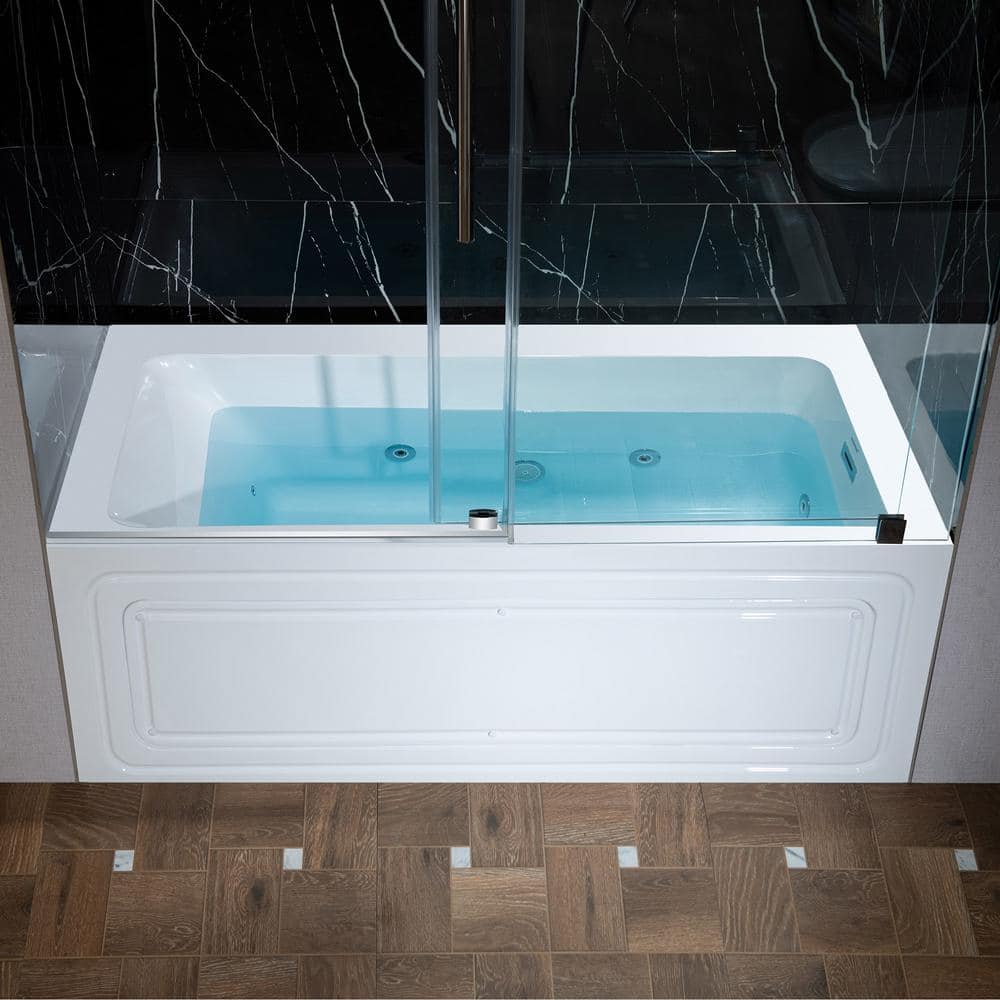 White Oval Freestanding Acrylic Bathtub with Brushed Gold Finish