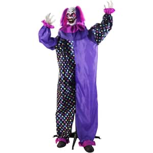 64 in. Animatronic Talking Clown with Waving Hand and Light-Up Eyeballs for Scary Halloween Prop