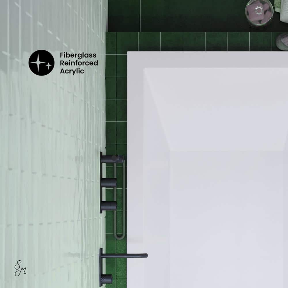 White Acrylic 30" Drop-In Bathtub with Glossy Finish
