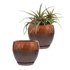Kendall Small 7.87 in. x 7.09 in. 2 Qt. Copper Ceramic Indoor Egg Planter (2-Pack)