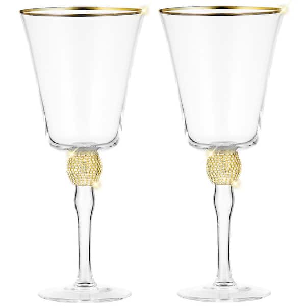 WOTOR Gold Wine Glasses Set of 2 with Wine Stopper, 18oz Unbreakable Gold Goblet, Stainless Steel Wine Glass, Fancy, Unique and Portable Metal Wine